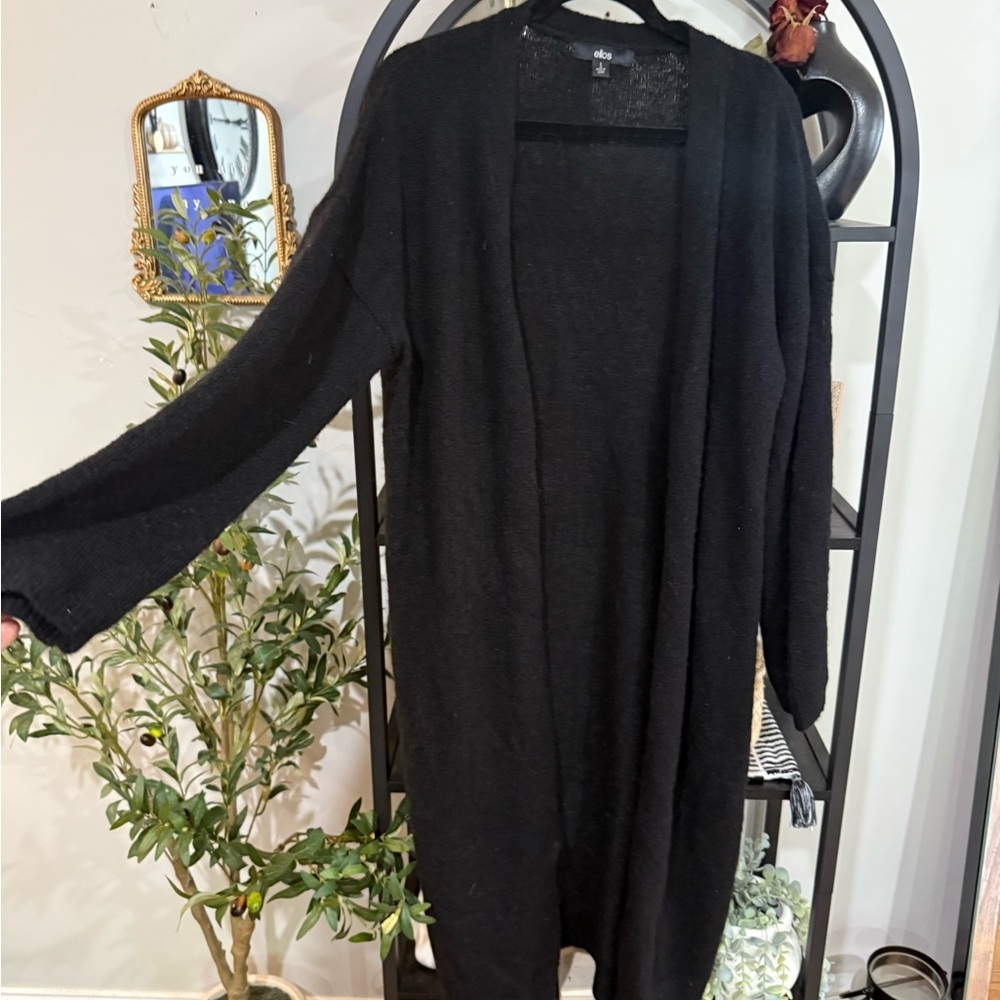 Ellos Black Open Front Cardigan size small